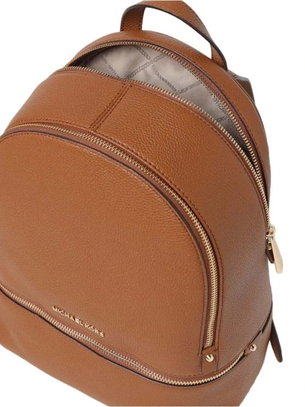 Michael Kors Brown Pebbled Leather Backpack Gold Hardware Bookbag